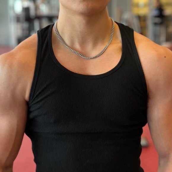 Men's Silver Curb Chain Cuban Link Necklace Gold Curb Chain Mens Choker Chain - Picture 3 of 7